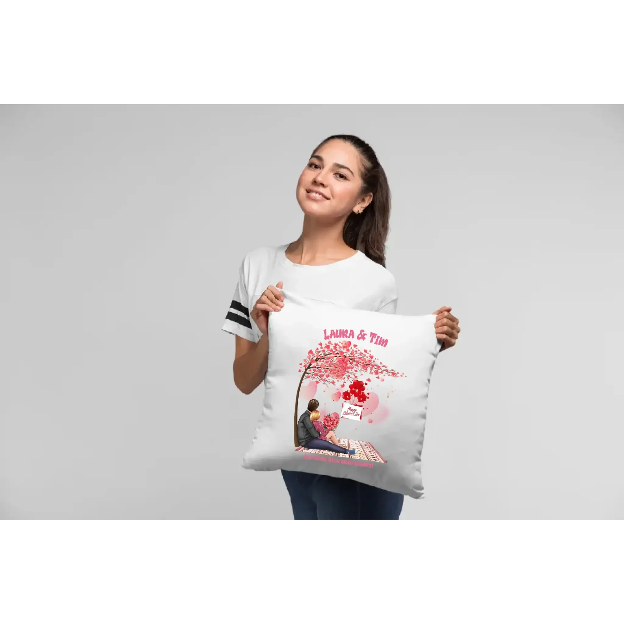 Paar Designer Valentinstag Picknick: Kissen 40x40 cm - personalisierbar