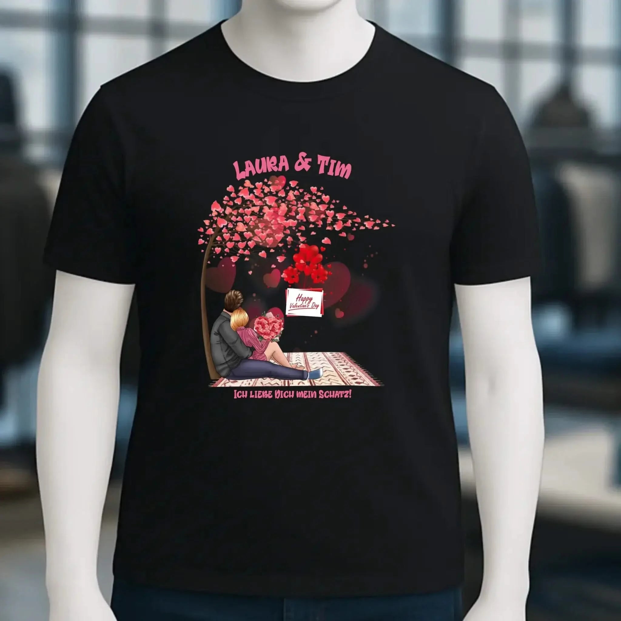 Paar Designer Valentinstag Picknick personalisierbar - Unisex Premium T-Shirt XS-5XL aus Bio-Baumwolle für Damen & Herren
