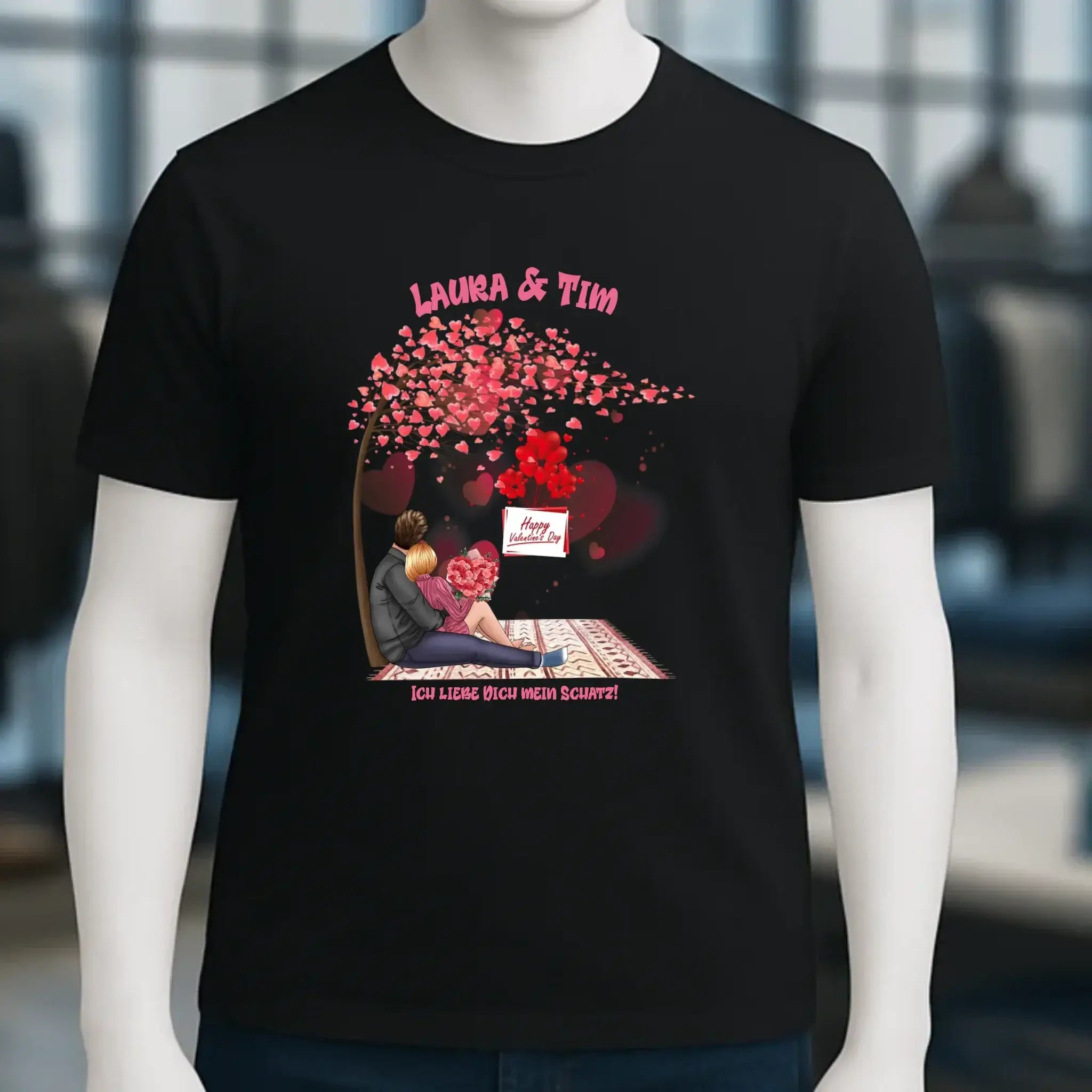 Paar Designer Valentinstag Picknick personalisierbar - Unisex Premium T-Shirt XS-5XL aus Bio-Baumwolle für Damen & Herren