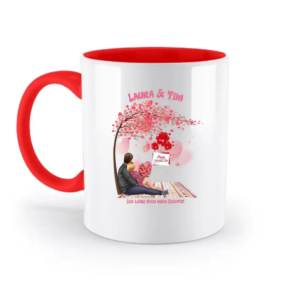Paar Designer Valentinstag Picknick: Zweifarbige Tasse 330ml