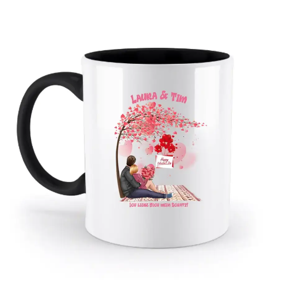 Paar Designer Valentinstag Picknick: Zweifarbige Tasse 330ml