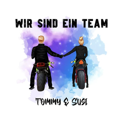 Paar mit Motorrad Couple • 4 Motive verfügbar • (personalisierbare Figuren) - Sticker 20x20 cm (ausgestanzt) / White