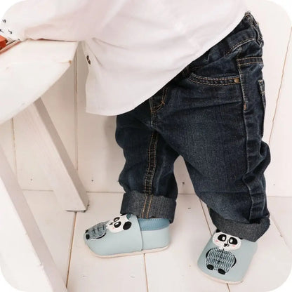 Panda-Babyhausschuhe aus weichem Leder