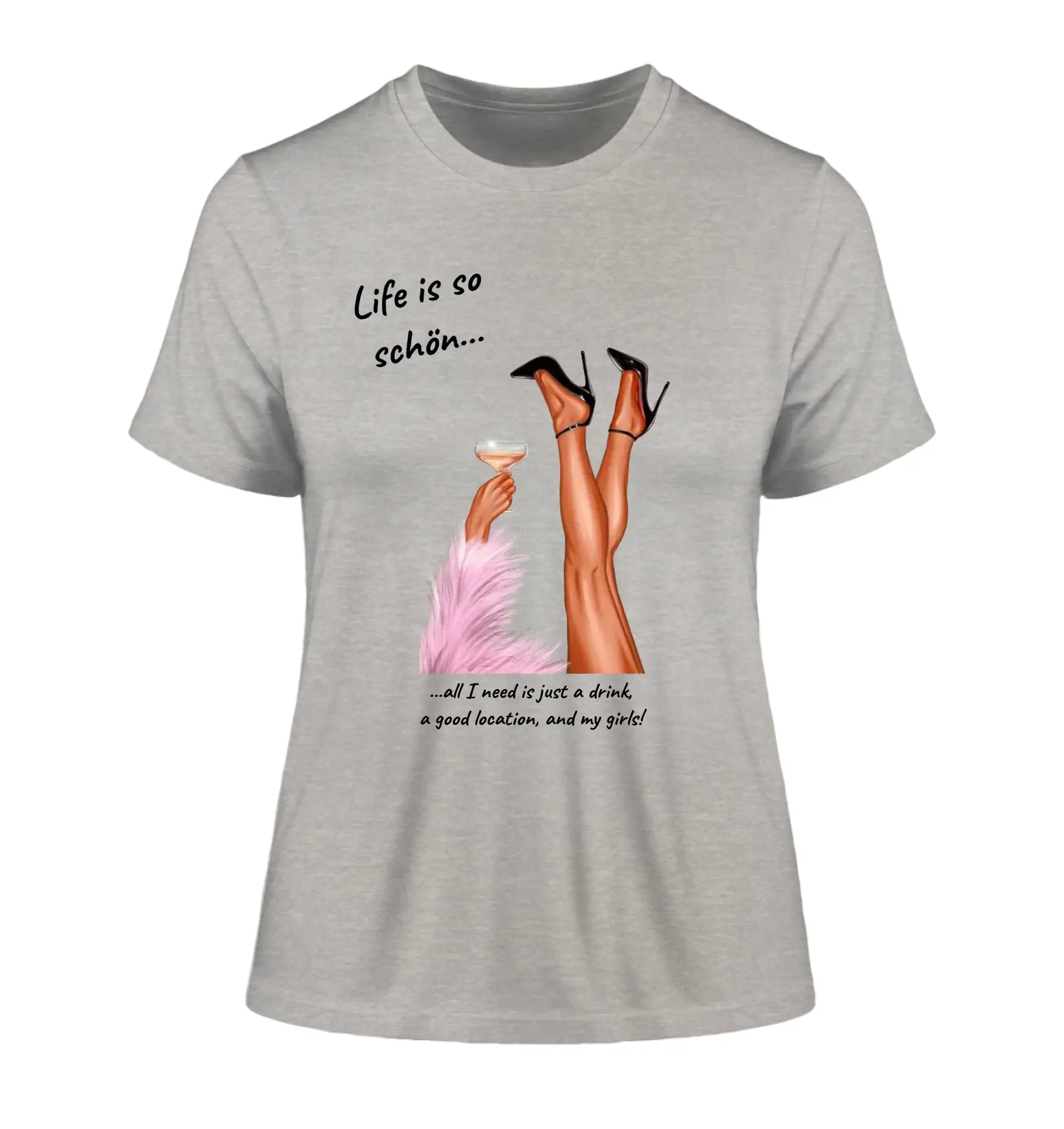 PARTY LEGS: Das ’Schöne Beine’-Motiv (personalisierbare Figuren) - Damen T-Shirt (Fitted) • Bio / Heather Grey / 2XL