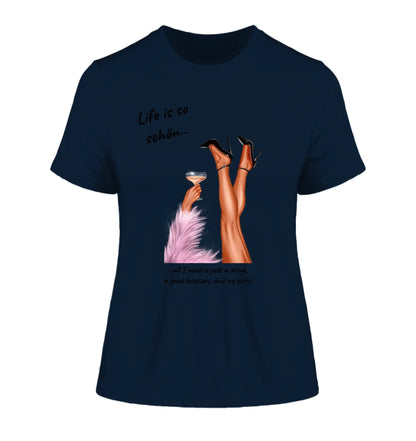 PARTY LEGS: Das ’Schöne Beine’-Motiv (personalisierbare Figuren) - Damen T-Shirt (Fitted) • Bio / French Navy / 2XL