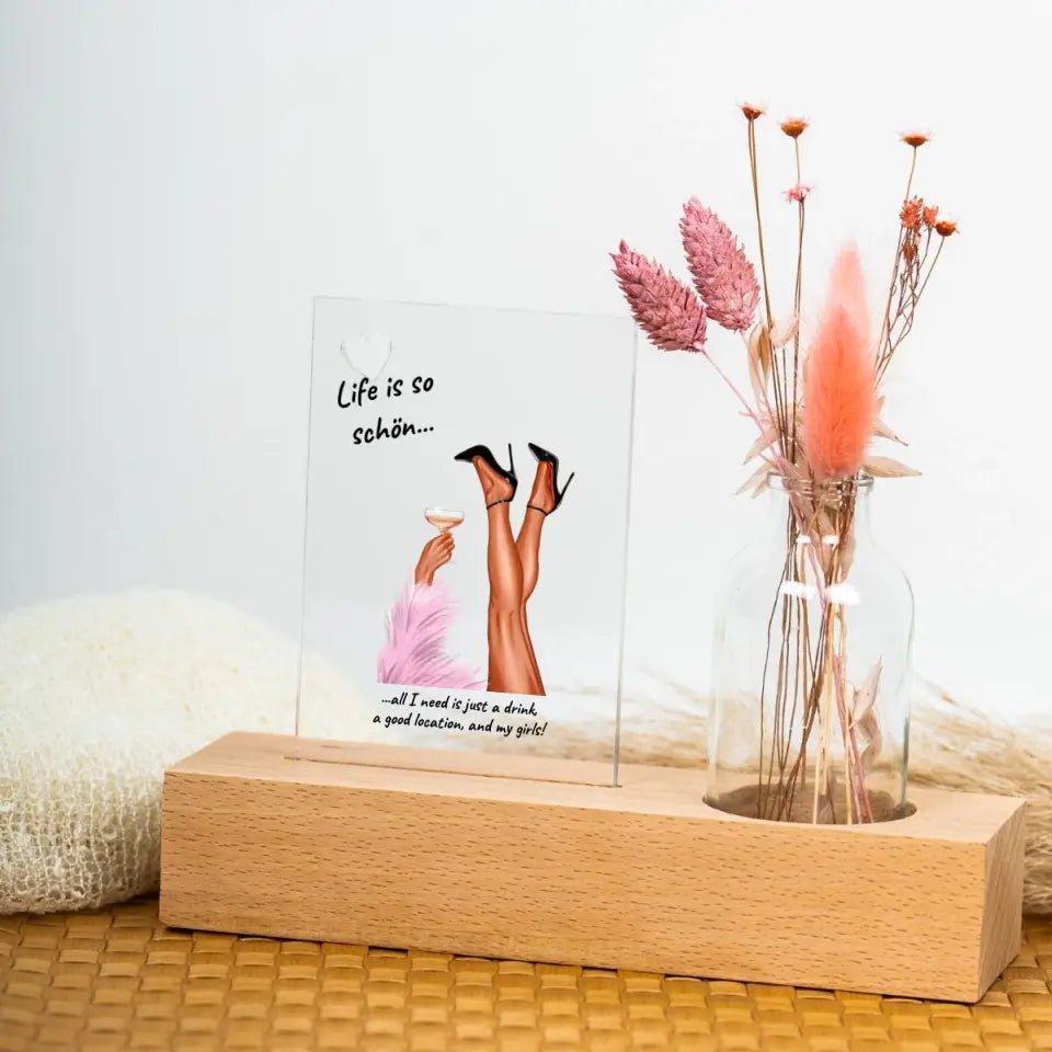 Party Legs - Trockenblumenständer mit Acrylbild - HalloGeschenk.de #geschenkideen# #personalisiert# #geschenk#