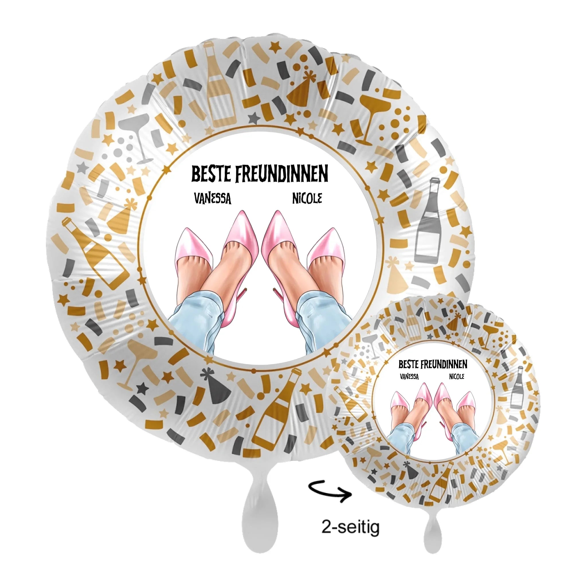 Personalisierbar: Beste Freundinnen Beine Füße • 43cm Luftballon - Luftballons • personalisiert / Rund Party