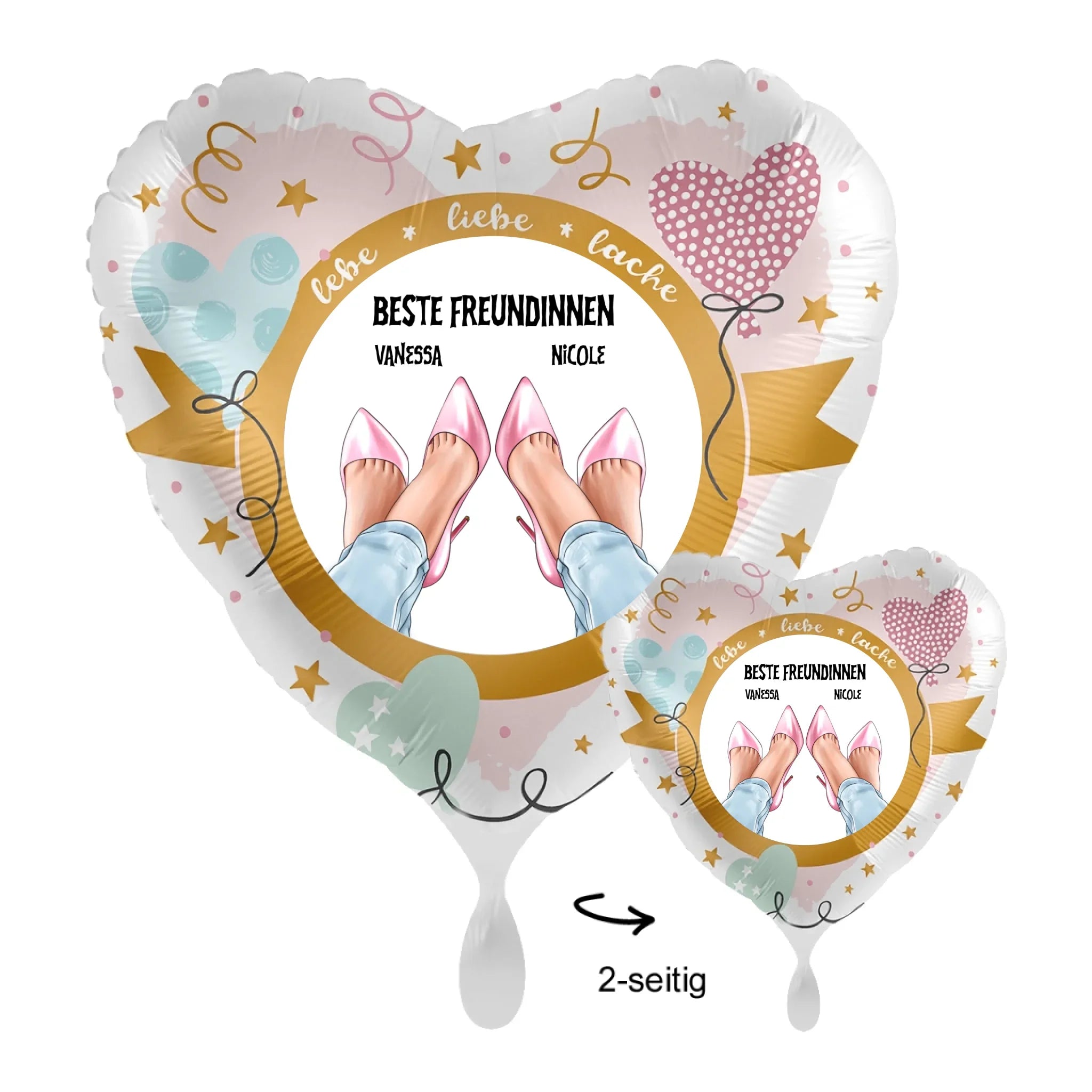 Personalisierbar: Beste Freundinnen Beine Füße • 43cm Luftballon - Luftballons • personalisiert / Herz Lebe