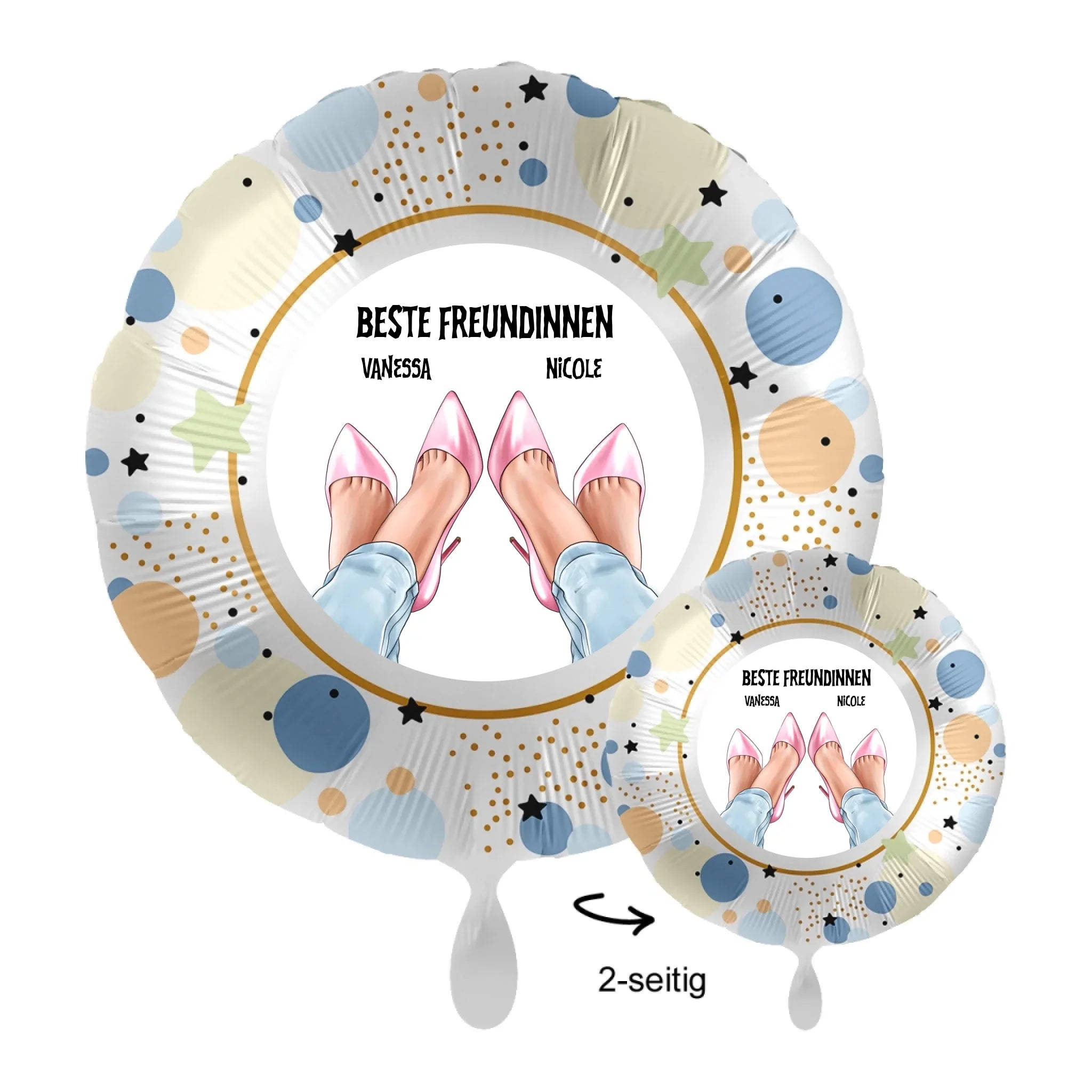 Personalisierbar: Beste Freundinnen Beine Füße • 43cm Luftballon - Luftballons • personalisiert / Rund Pastel Stars