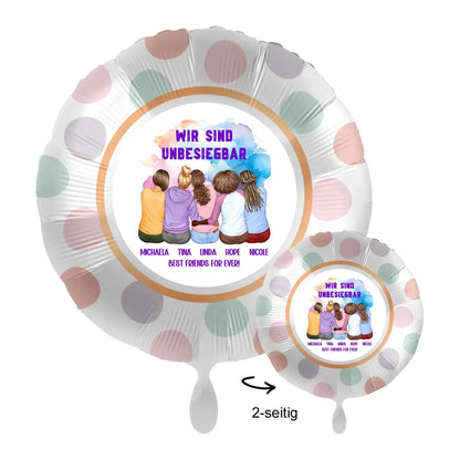 Personalisierbar: Gestalte 2-5 Freundinnen • 43cm Luftballon - Luftballons • personalisiert / Rund Dots