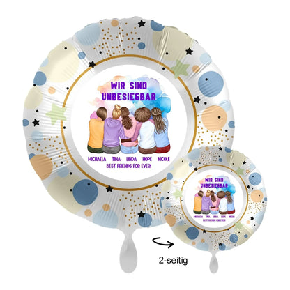 Personalisierbar: Gestalte 2-5 Freundinnen • 43cm Luftballon - Luftballons • personalisiert / Rund Pastel Stars