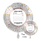 Personalisierbarer 43cm weißer folie luftballon in kuchenform mit oktober 2022 kalender und happy day text