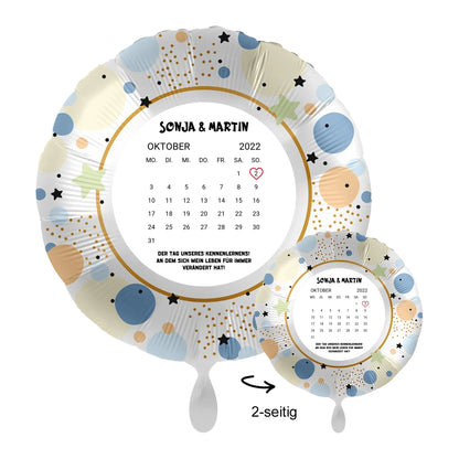 Personalisierbar: Kalender • 43cm Luftballon - Luftballons • personalisiert / Rund Pastel Stars / personalisierte