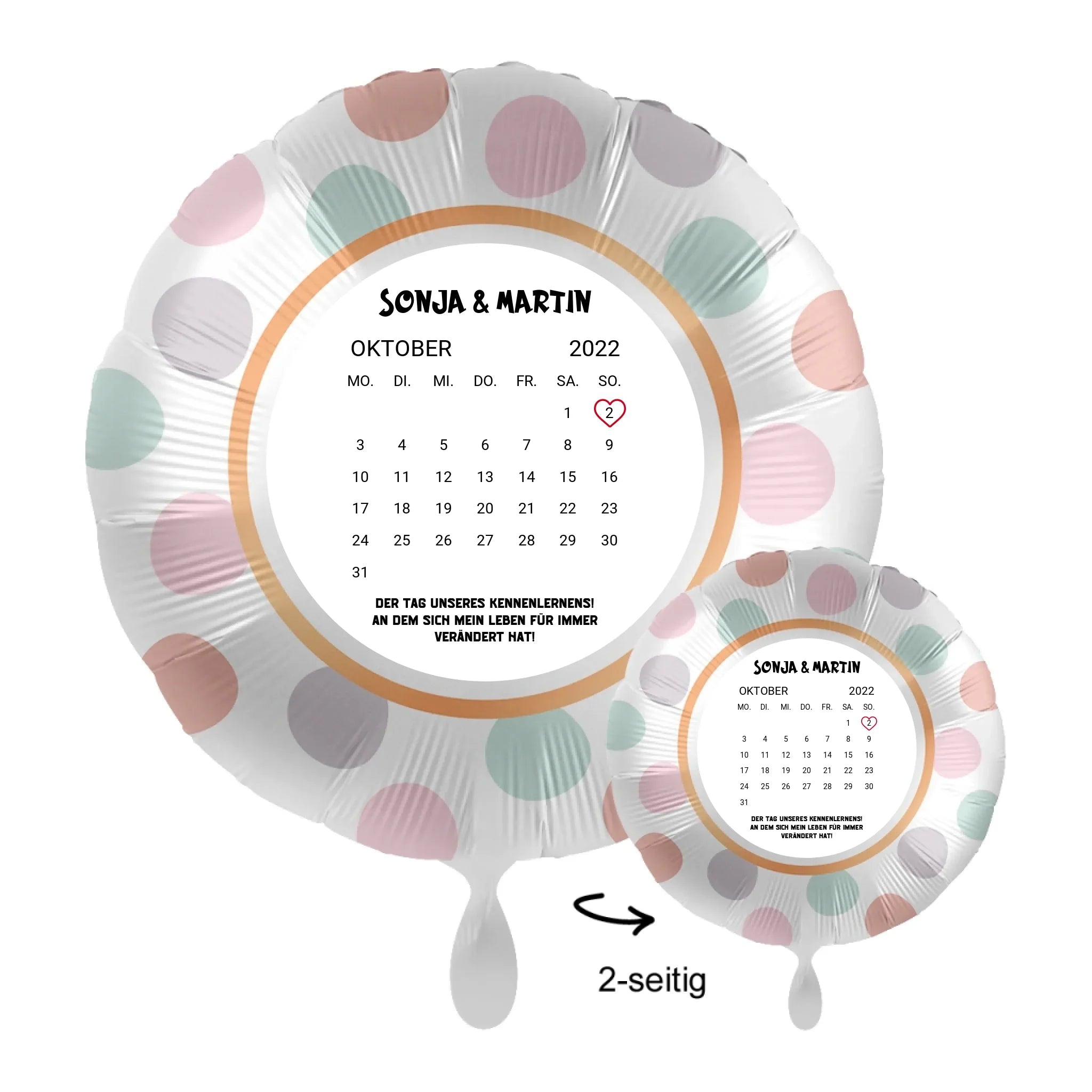 Personalisierbar: Kalender • 43cm Luftballon - Luftballons • personalisiert / Rund Dots / personalisierte