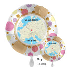 Personalisiere zwei-seitiger folie luftballon 43cm mit europa karte pastel punkte und gold blumen dekoration