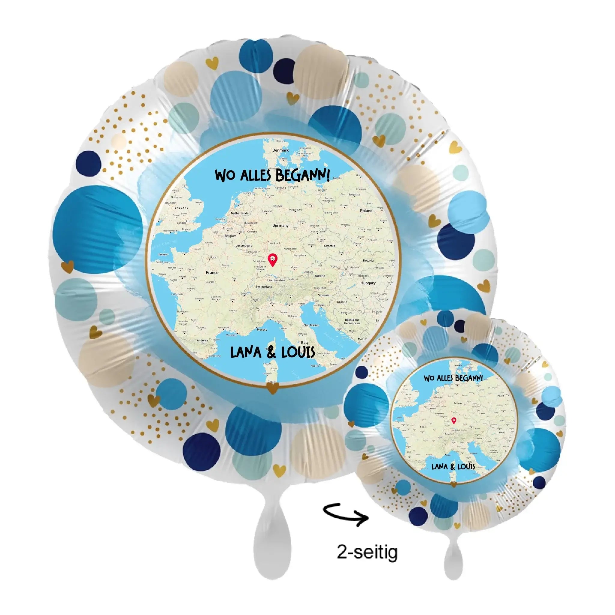 Personalisierbar: Maps • Straßenkarte mit Zoom • 43cm Luftballon - Luftballons • personalisiert / Rund Lucky