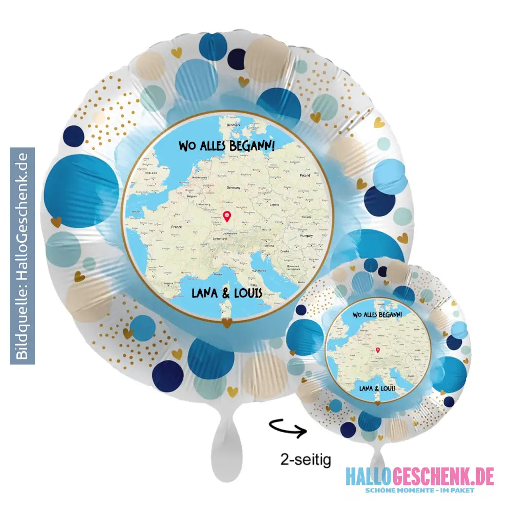 Personalisierbar: Maps • Straßenkarte mit Zoom • 43cm Luftballon - Customizer