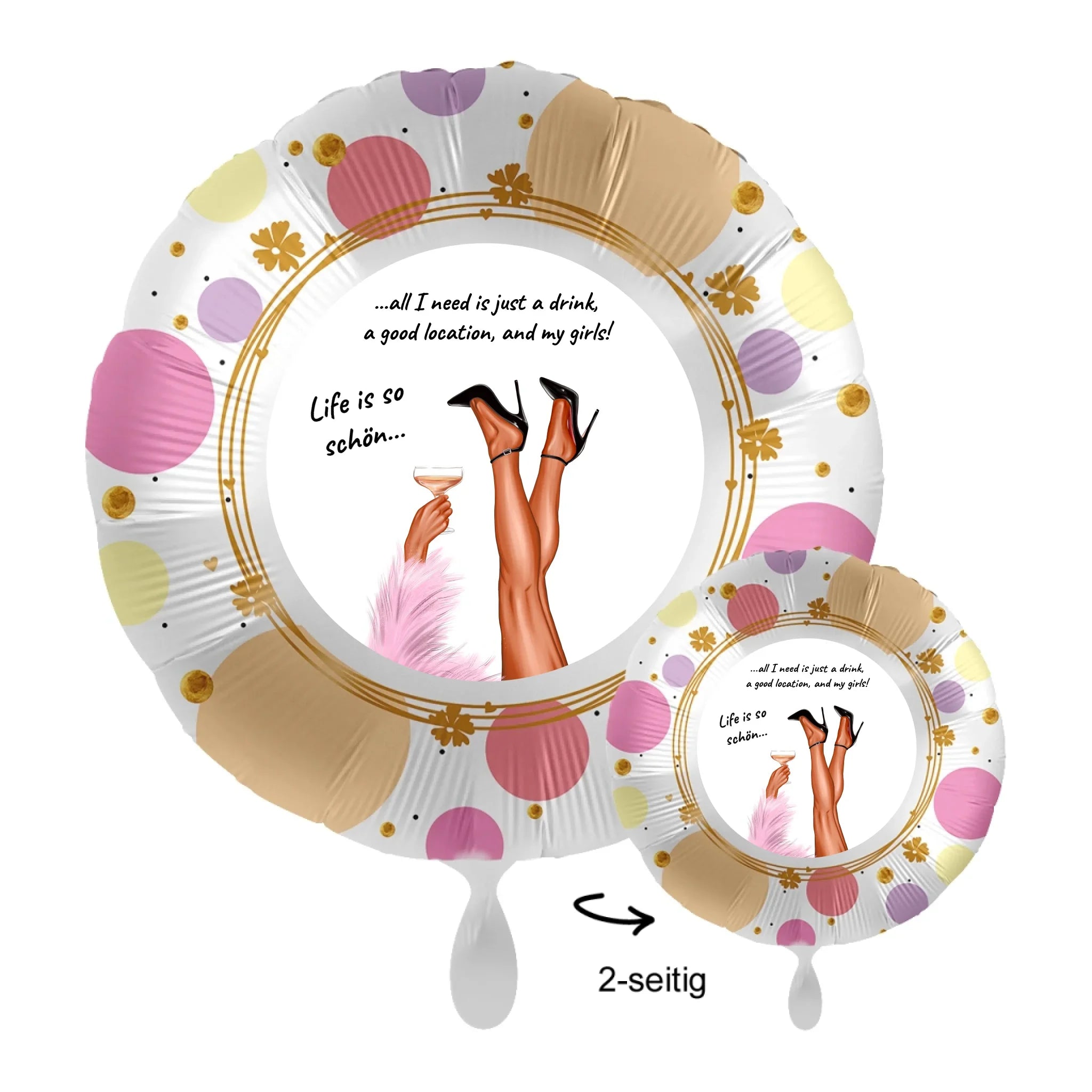 Personalisierbar: Party Legs • 43cm Luftballon - Luftballons • personalisiert / Rund Shiny Dots / personalisierte