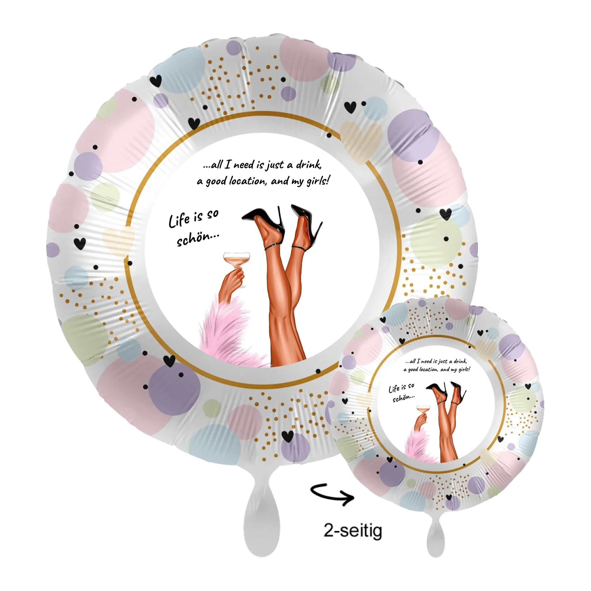 Personalisierbar: Party Legs • 43cm Luftballon - Luftballons • personalisiert / Rund Pastel Hearts / personalisierte