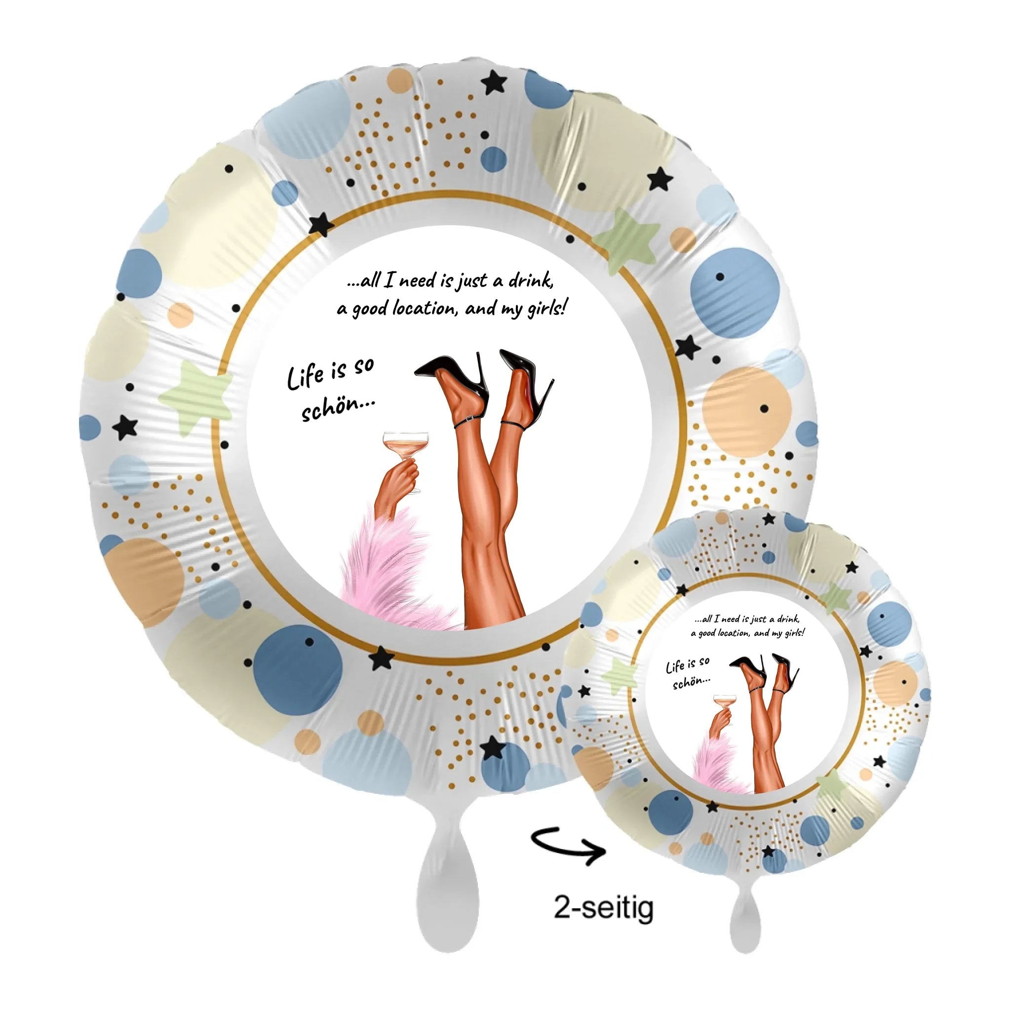 Personalisierbar: Party Legs • 43cm Luftballon - Luftballons • personalisiert / Rund Pastel Stars / personalisierte