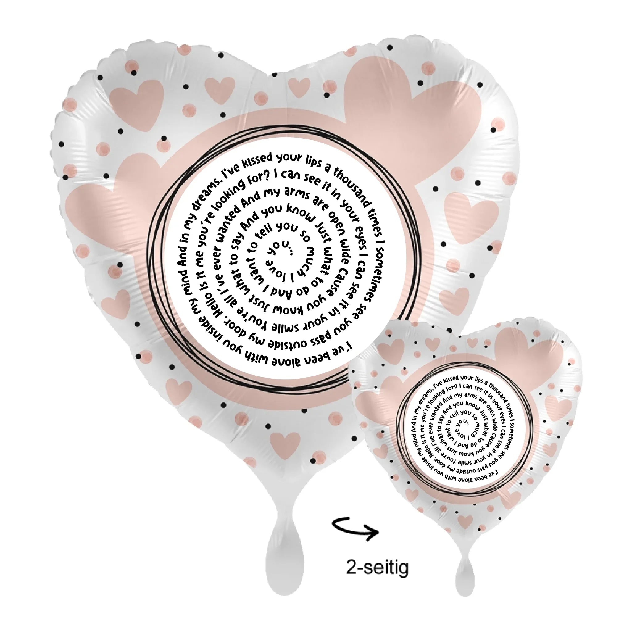 Personalisierbar: Spotify Songtext oder Wunschtext • Spiraltext • 43cm Luftballon - Luftballons • personalisiert / Herz