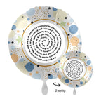 Personalisierbarer 43cm luftballon mit doppelseitigem folienmaterial in pastellblau beige punkten sternen und goldenem glitzer