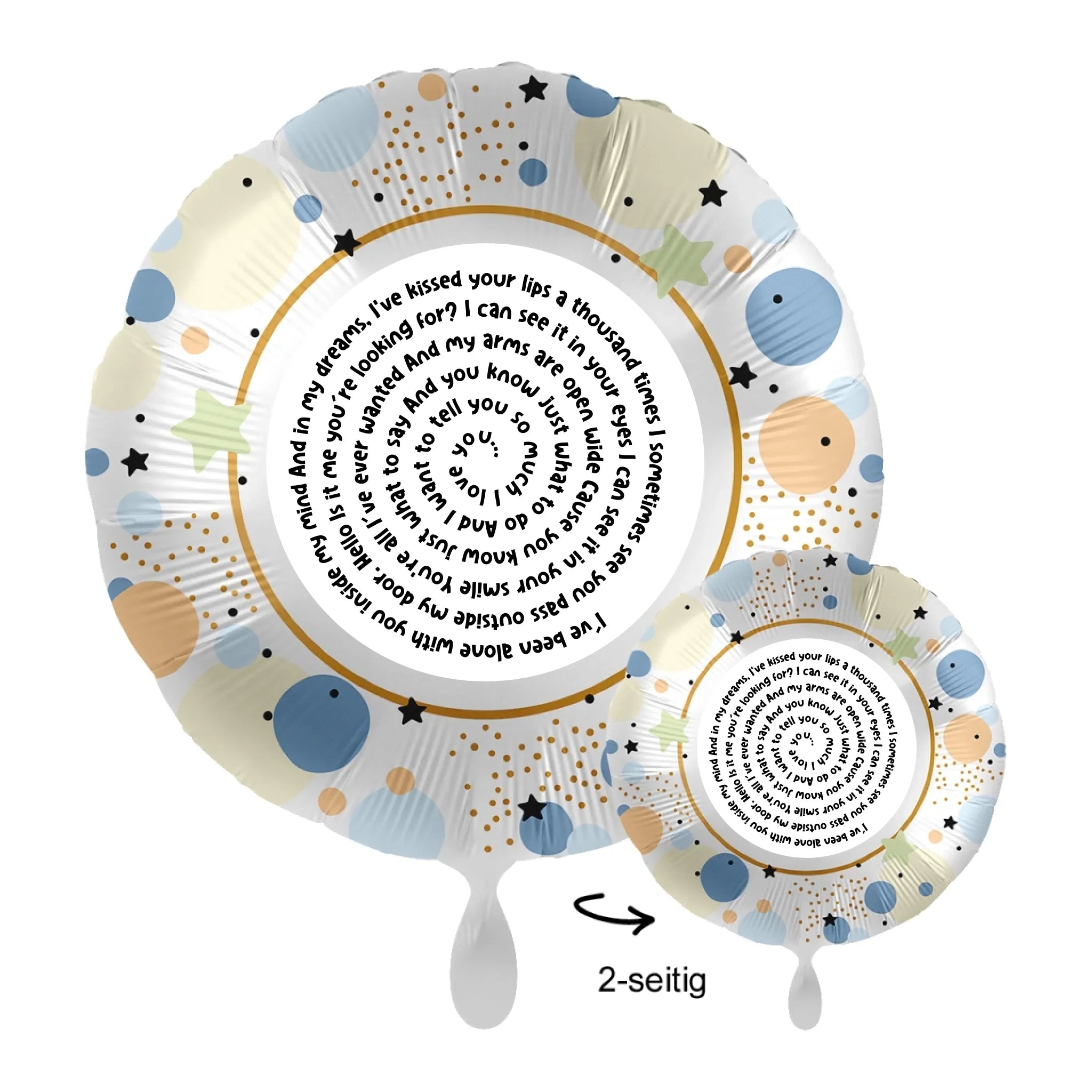 Personalisierbar: Spotify Songtext oder Wunschtext • Spiraltext • 43cm Luftballon - Luftballons • personalisiert / Rund