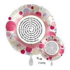 Personalisierbarer pink weißer spiraltext luftballon mit romantic text goldenen punkten und herzmotiven 43cm