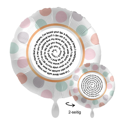 Personalisierbar: Spotify Songtext oder Wunschtext • Spiraltext • 43cm Luftballon - Luftballons • personalisiert / Rund