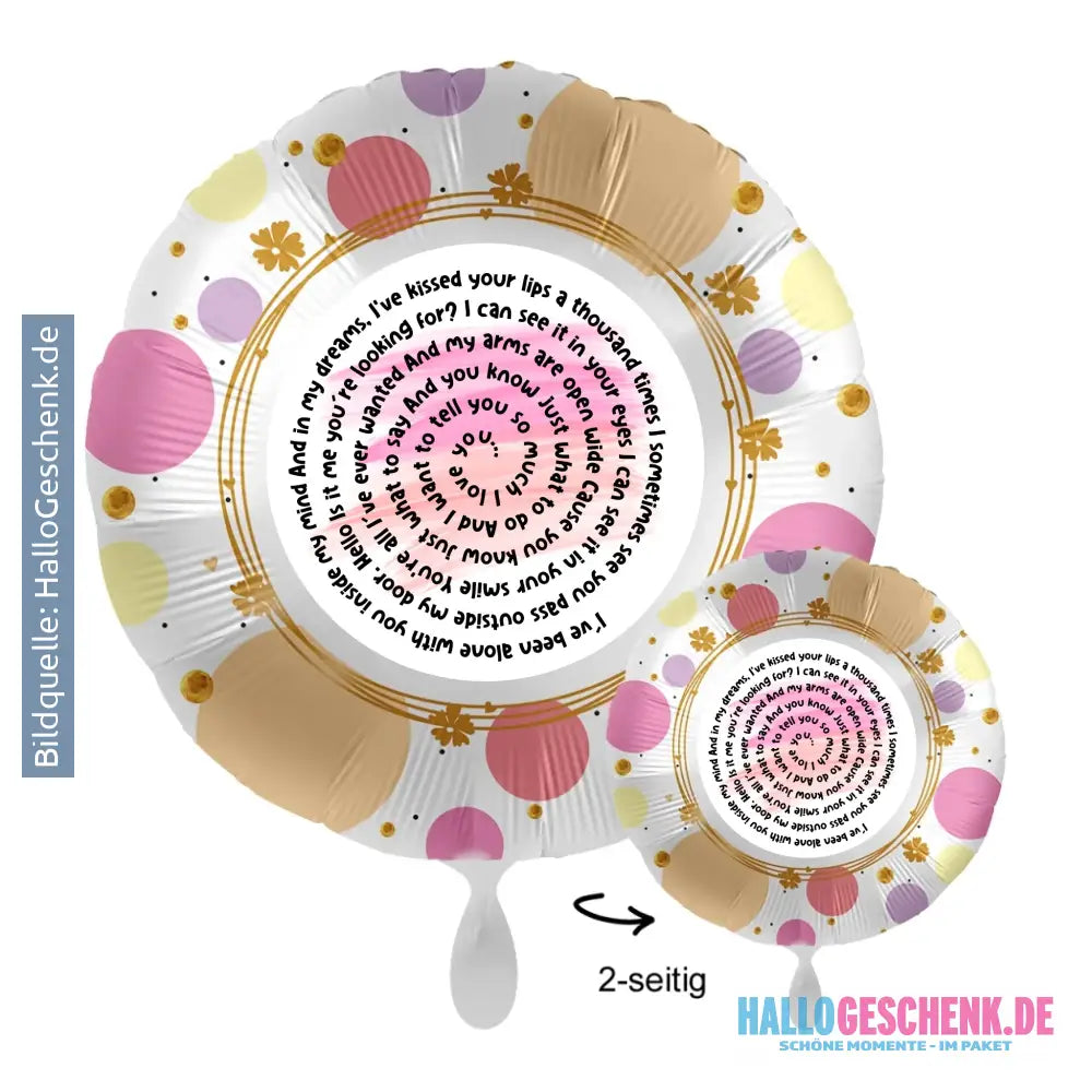 Personalisierbar: Spotify Songtext oder Wunschtext • Spiraltext • 43cm Luftballon - Customizer