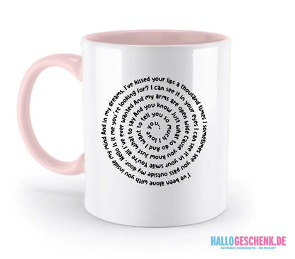 Personalisierbar: Spotify Songtext oder Wunschtext • Spiraltext • zweifarbige Tasse (spülmaschinenfest) - zweifarbige