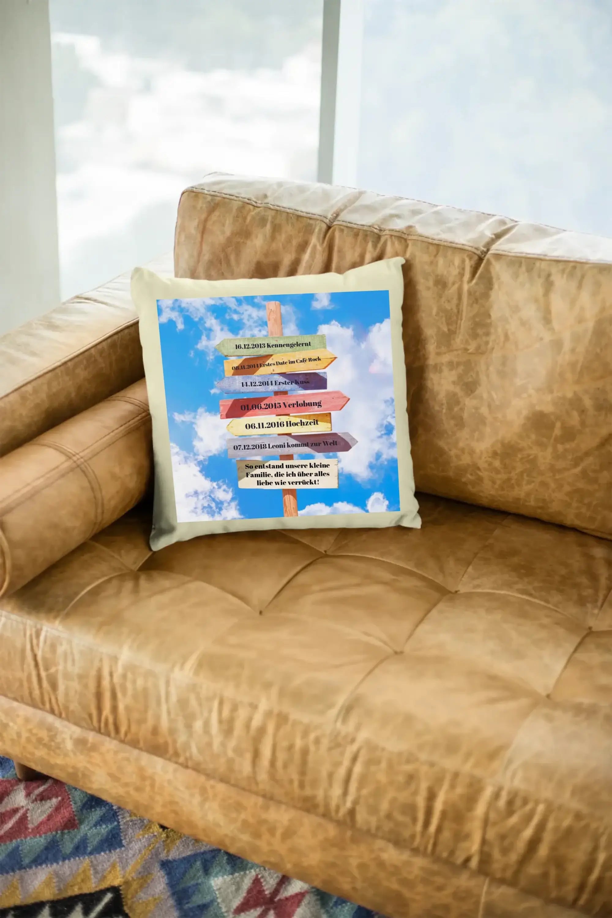 Personalisierbarer Wegweiser 1: Kissen 40x40 cm