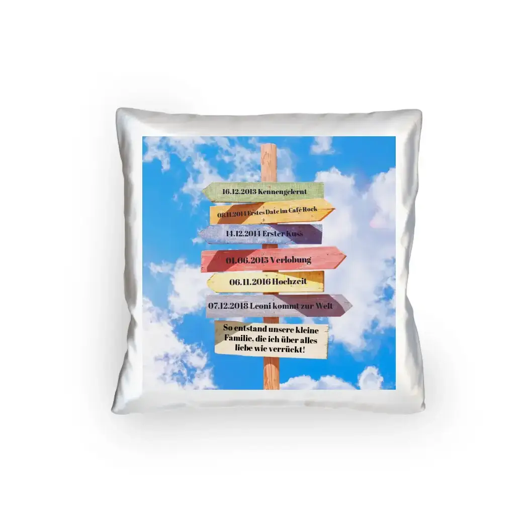 Personalisierbarer Wegweiser 1: Kissen 40x40 cm
