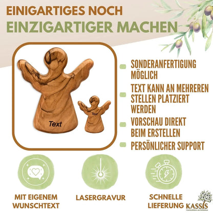 Personalisierter Olivenholz Schutzengel Handschmeichler mit Gravur - Engel