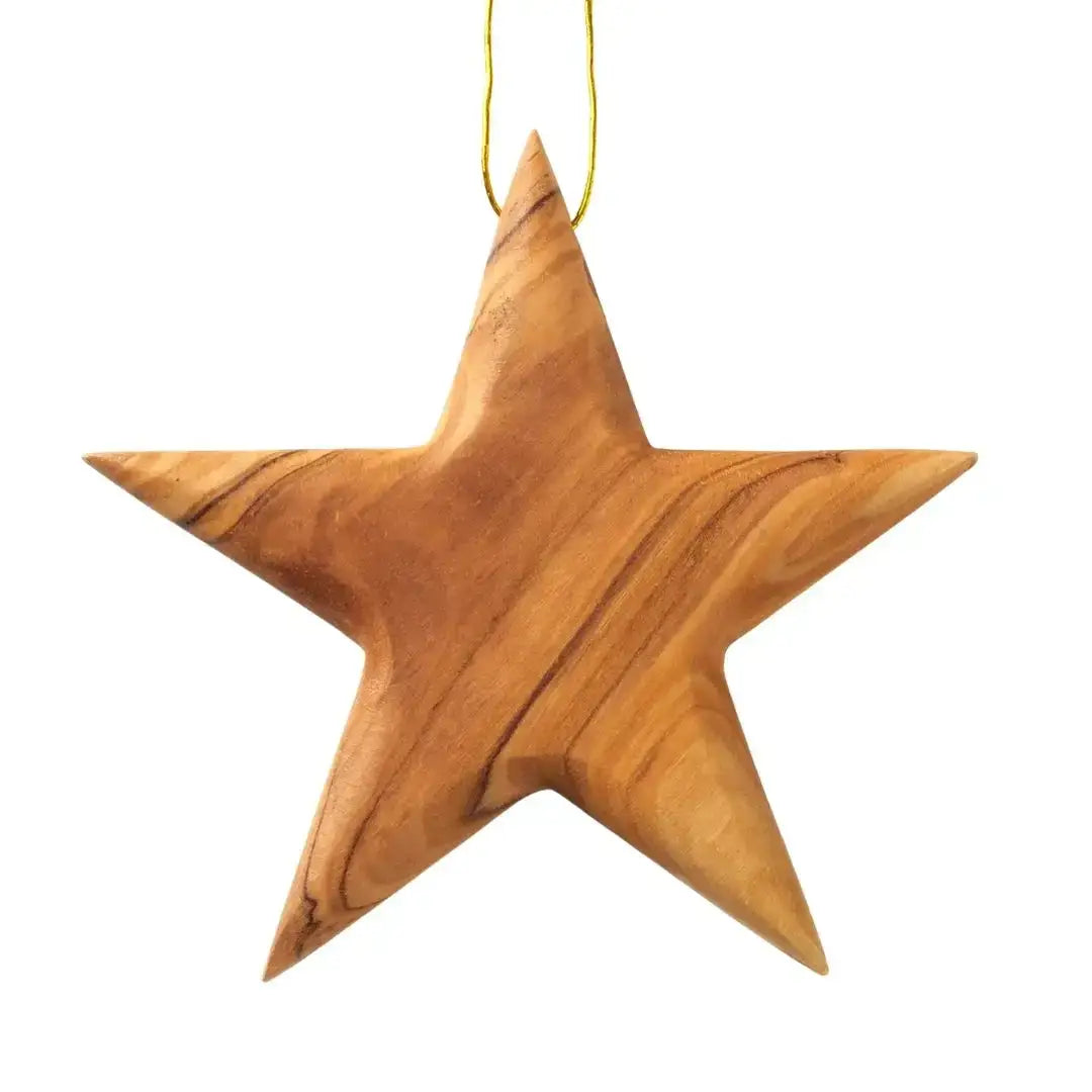 Weihnachtsdeko Baumschmuck Stern Anhänger aus Olivenholz - Weihnachtsdeko