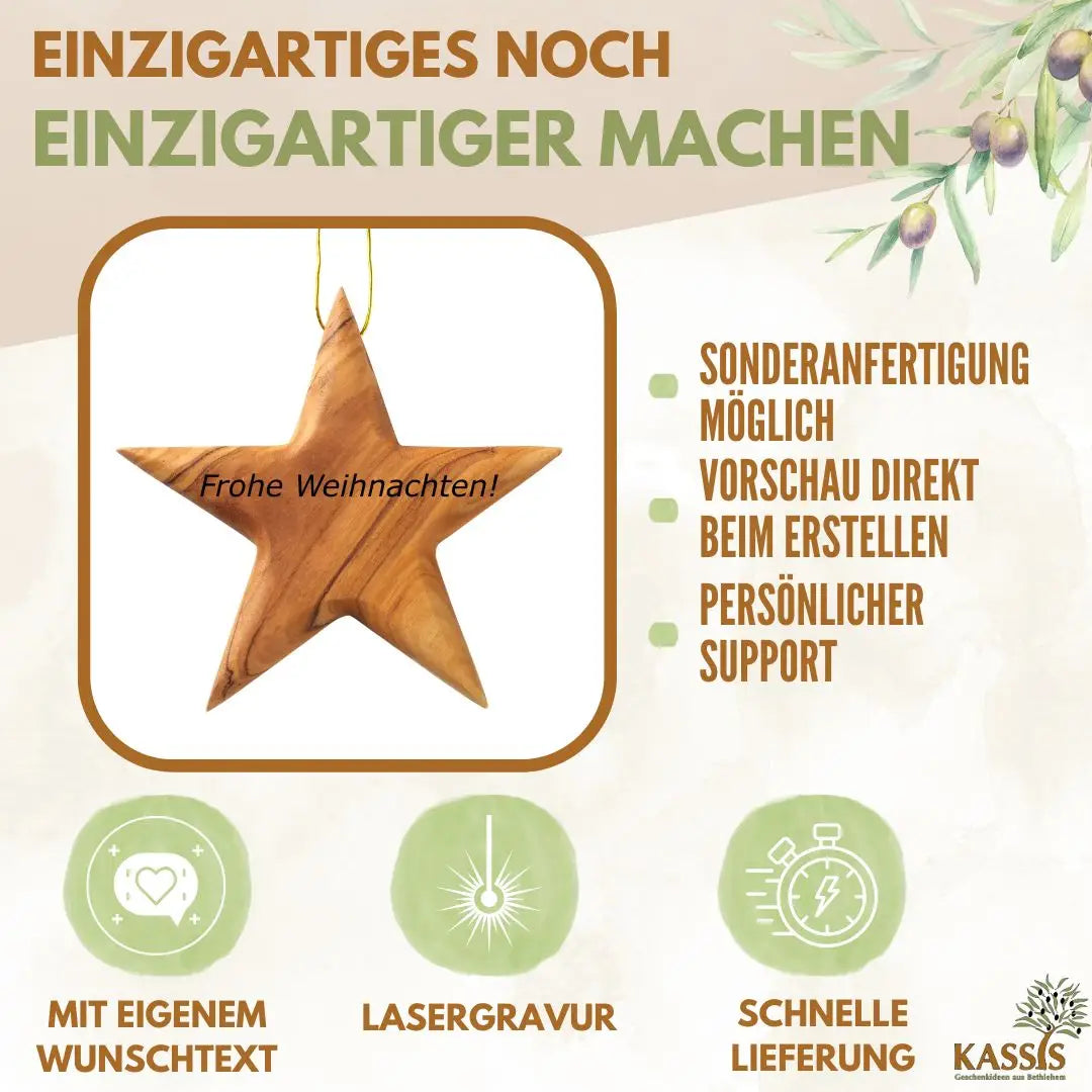 Personalisierter Stern Anhänger Weihnachtsdeko mit Gravur - Weihnachtsdeko