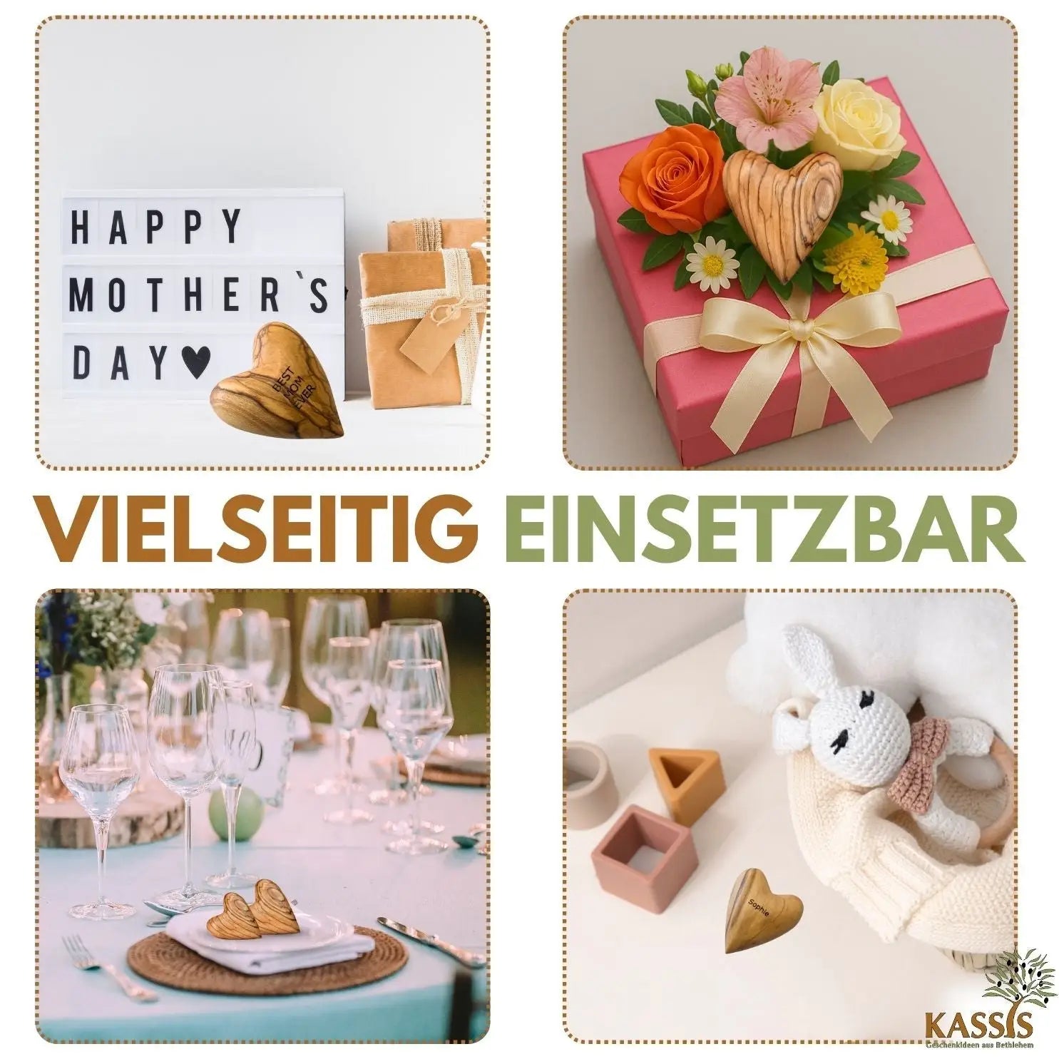 Personalisiertes Olivenholz Herz Handschmeichler mit Gravur - Herz