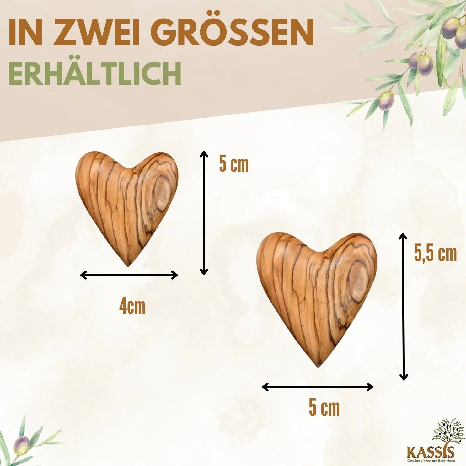 Personalisiertes Olivenholz Herz Handschmeichler mit Gravur - Herz