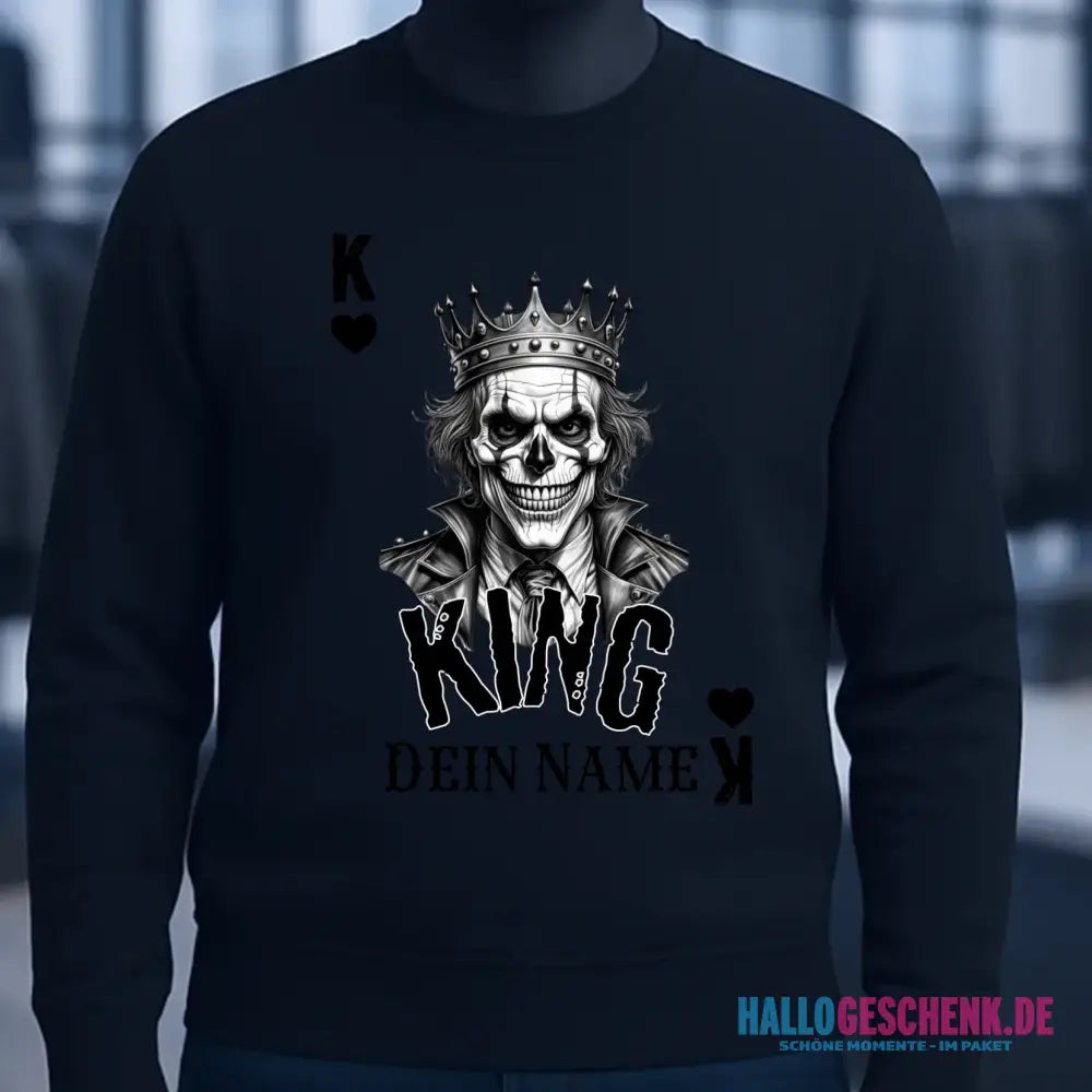 Poker King + dein Name • Unisex Sweatshirt Bio-Baumwolle in 4 Farben XS-3XL • personalisiert
