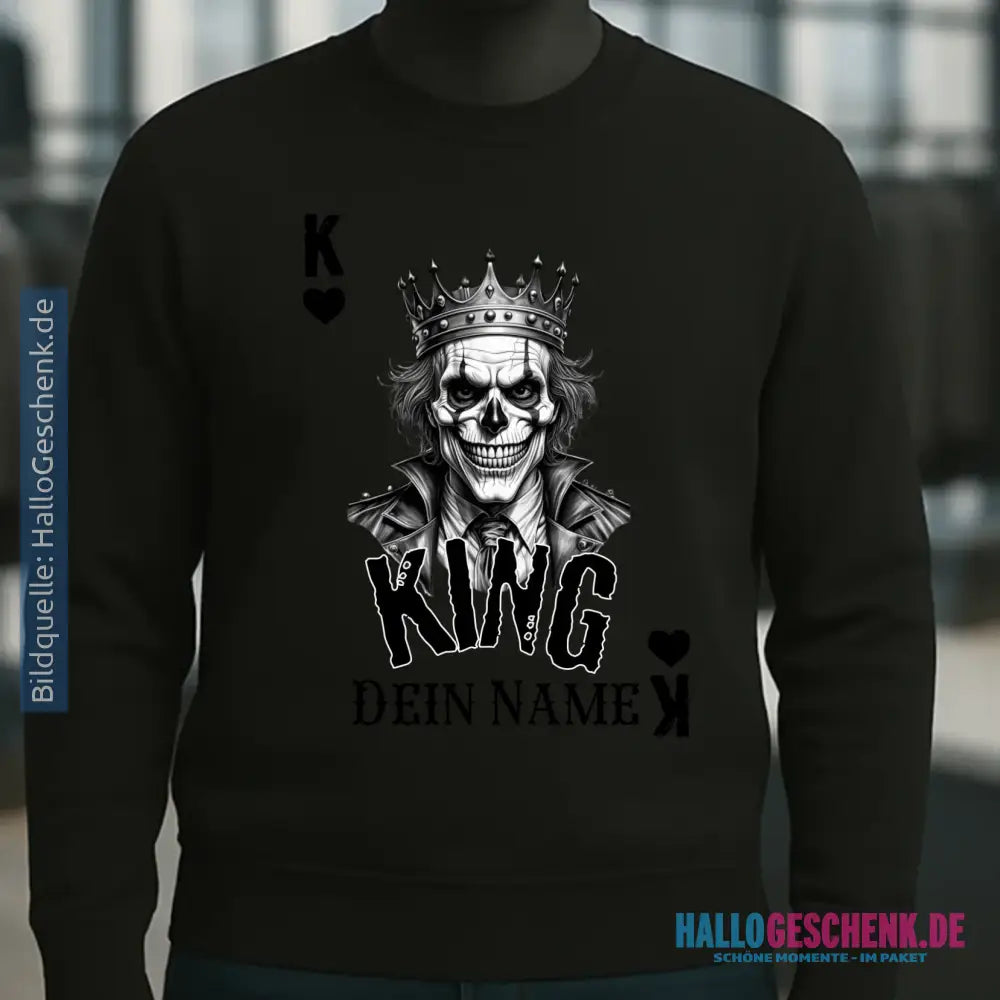 Poker King + dein Name • Unisex Sweatshirt Bio-Baumwolle in 4 Farben XS-3XL • personalisiert