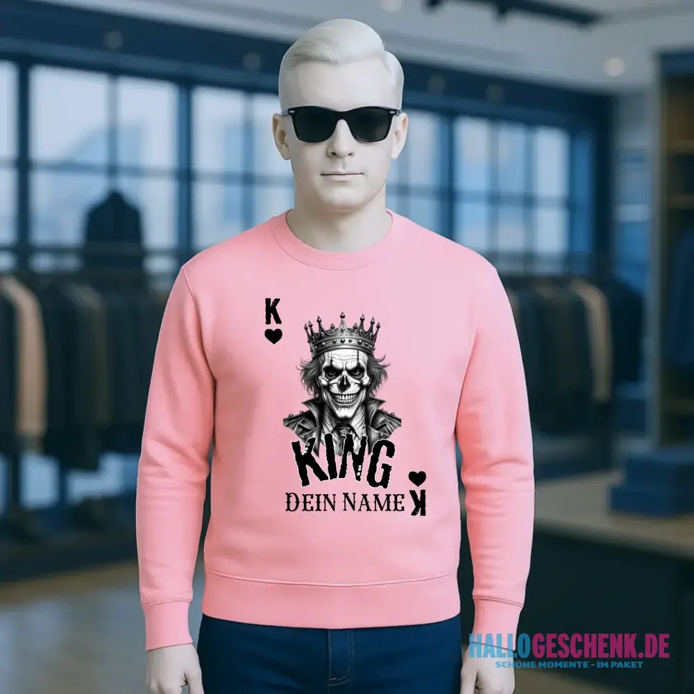 Poker King + dein Name • Unisex Sweatshirt Bio-Baumwolle in 4 Farben XS-3XL • personalisiert