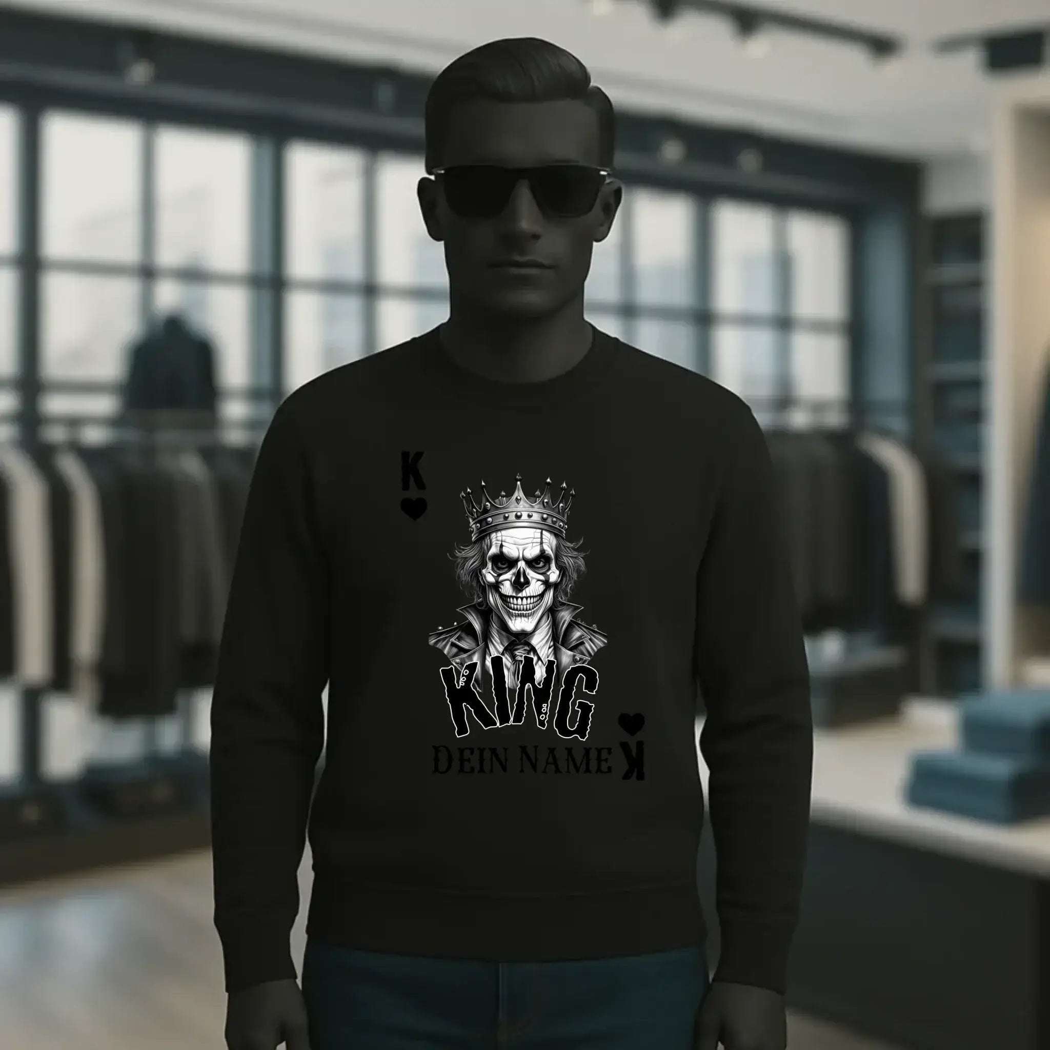 Poker King + dein Name • Unisex Sweatshirt Bio-Baumwolle in 4 Farben XS-3XL • personalisiert