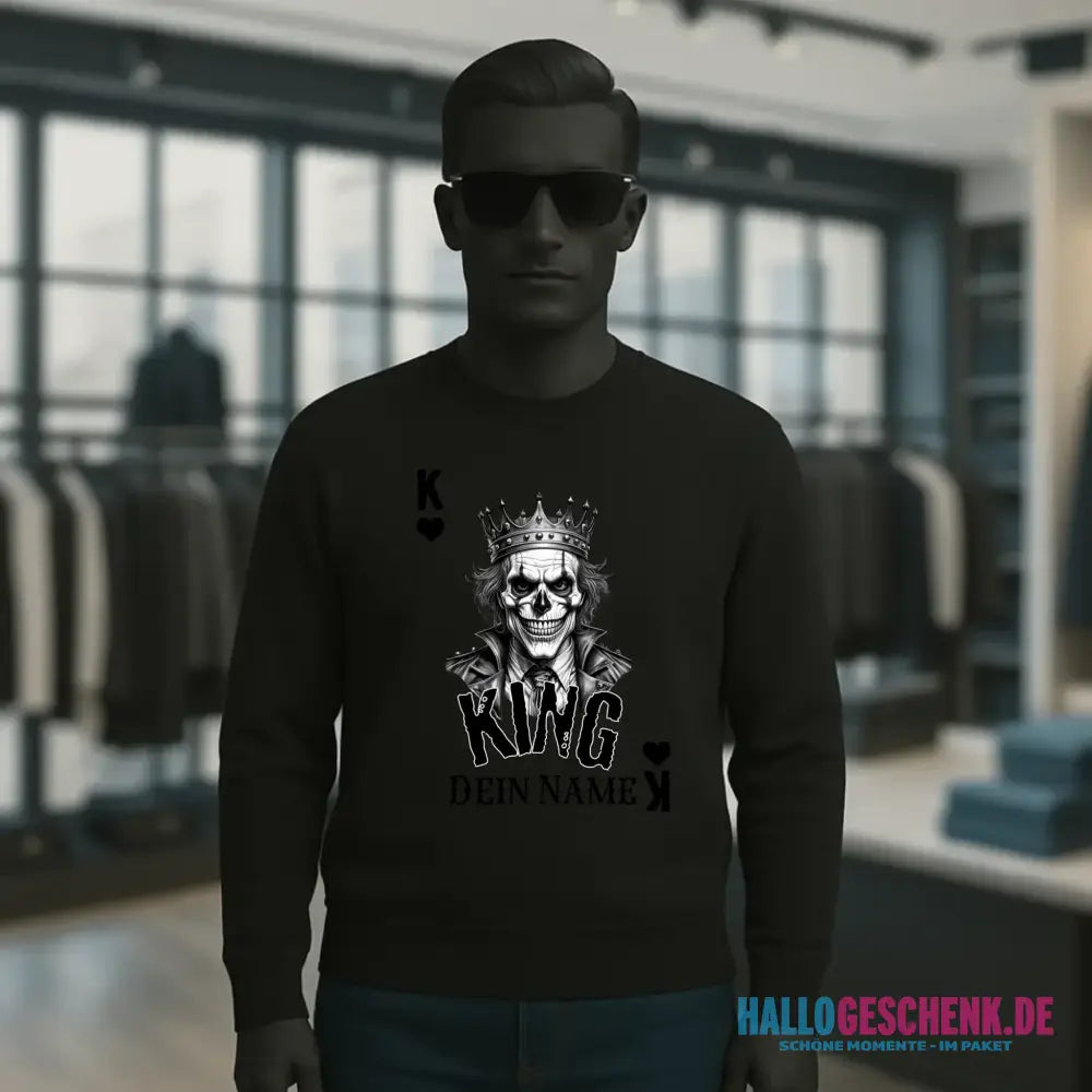 Poker King + dein Name • Unisex Sweatshirt Bio-Baumwolle in 4 Farben XS-3XL • personalisiert