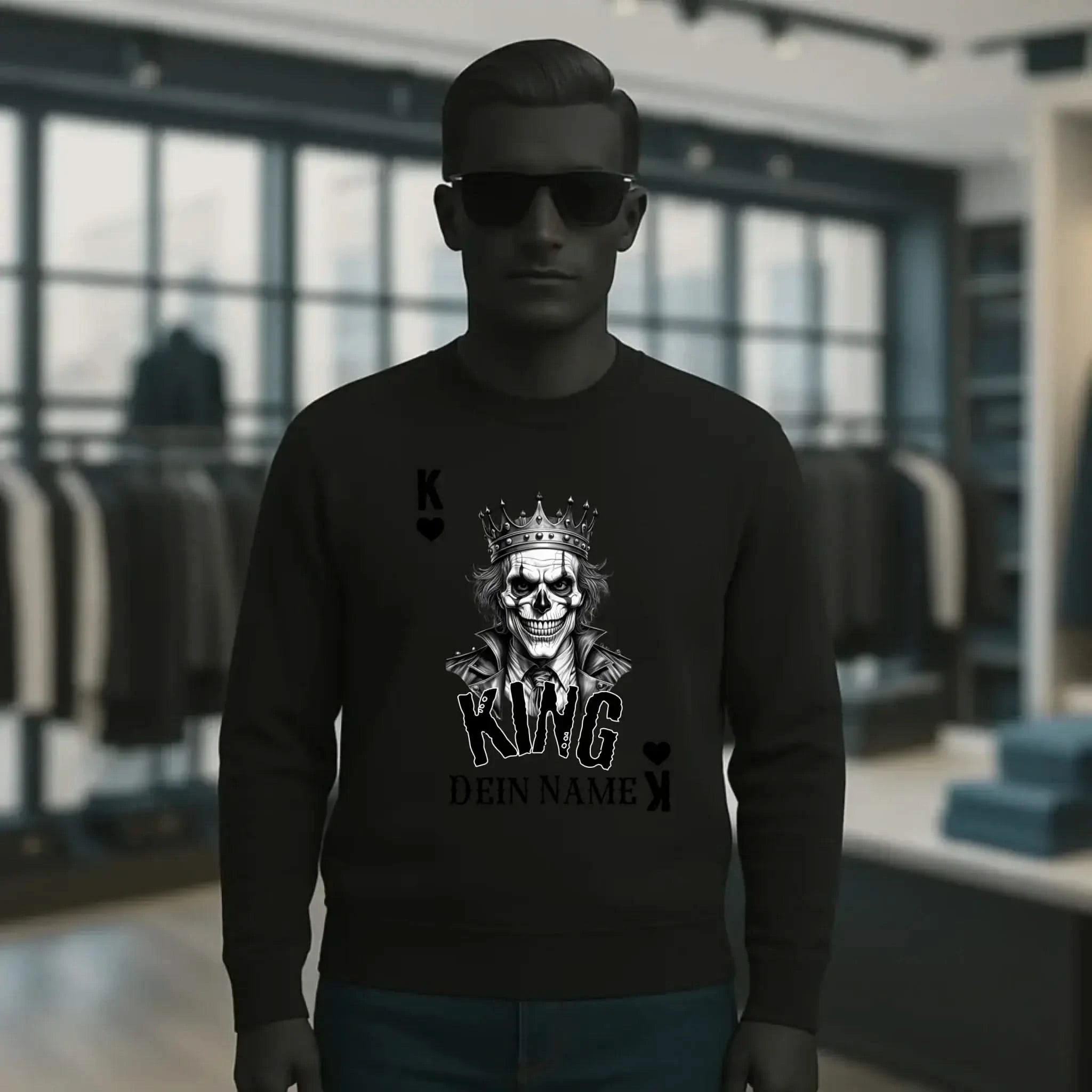 Poker King + dein Name • Unisex Sweatshirt Bio-Baumwolle in 4 Farben XS-3XL • personalisiert