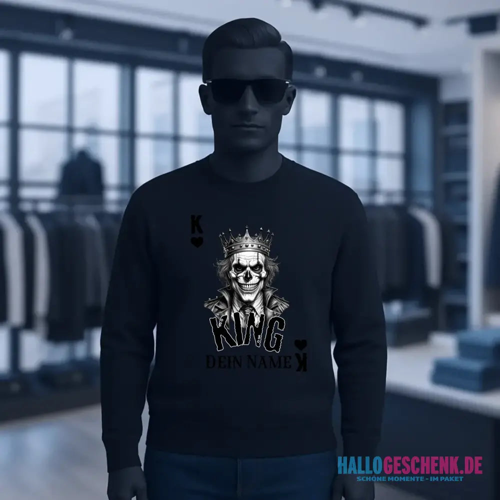 Poker King + dein Name • Unisex Sweatshirt Bio-Baumwolle in 4 Farben XS-3XL • personalisiert