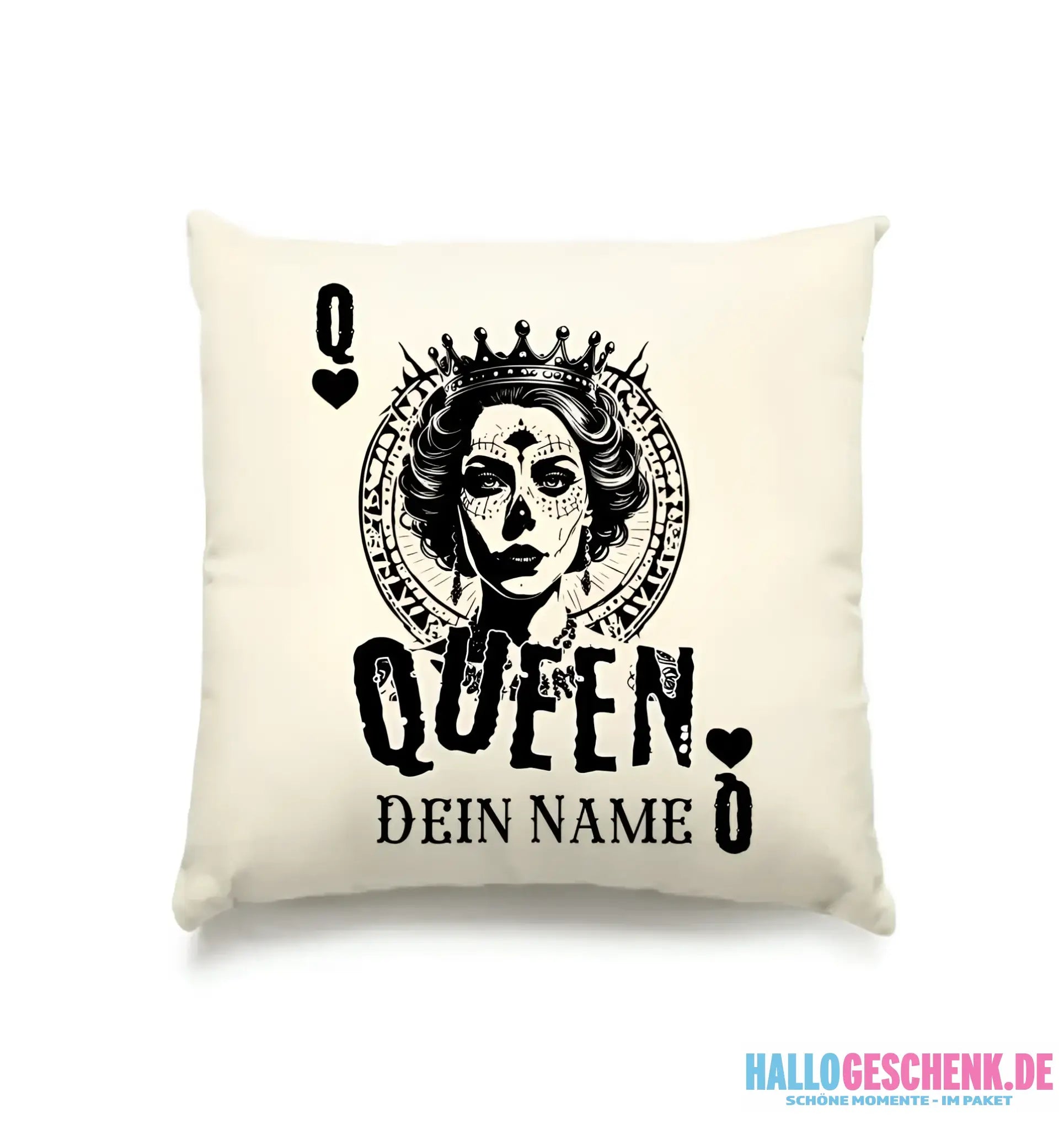 Poker Queen + dein Name • Kissen 40x40 cm • personalisiert