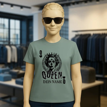 Poker Queen + dein Name • Ladies Premium T-Shirt XS-2XL aus Bio-Baumwolle für Damen • Exklusivdesign • personalisiert