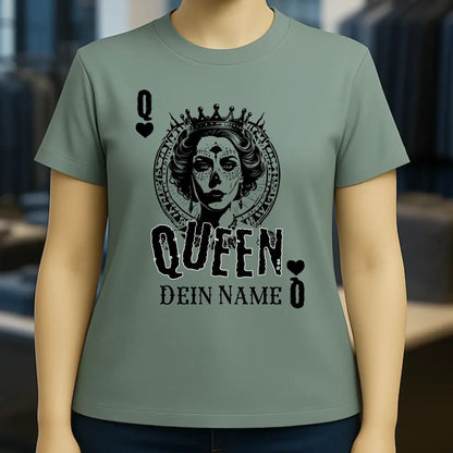 Poker Queen + dein Name • Ladies Premium T-Shirt XS-2XL aus Bio-Baumwolle für Damen • Exklusivdesign • personalisiert
