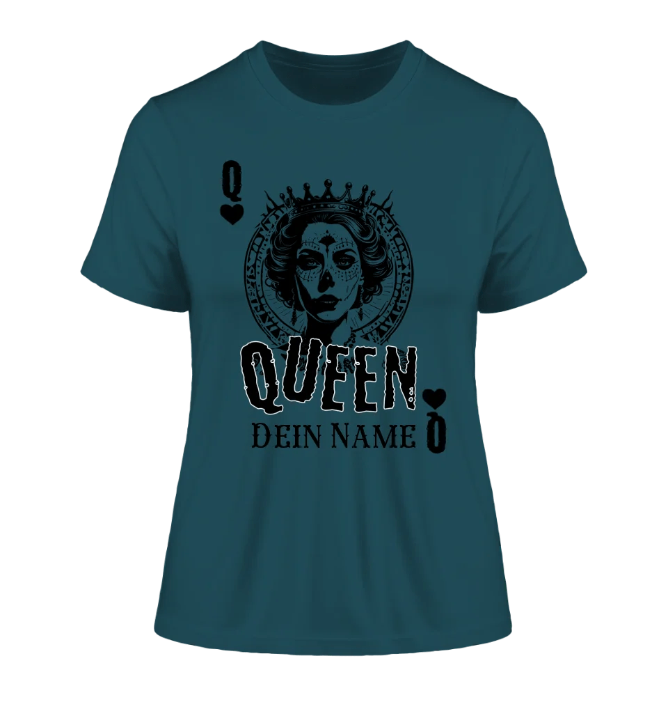 Poker Queen + dein Name • Ladies Premium T-Shirt XS - 2XL aus Bio - Baumwolle für Damen • Exklusivdesign • personalisiert von HalloGeschenk.de