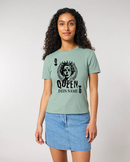 Poker Queen + dein Name • Ladies Premium T-Shirt XS - 2XL aus Bio - Baumwolle für Damen • Exklusivdesign • personalisiert von HalloGeschenk.de